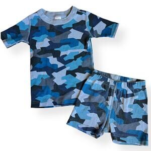 Hanna Andersson Blue Camo Short John Pajamas Organic Cotton 110cm US 5